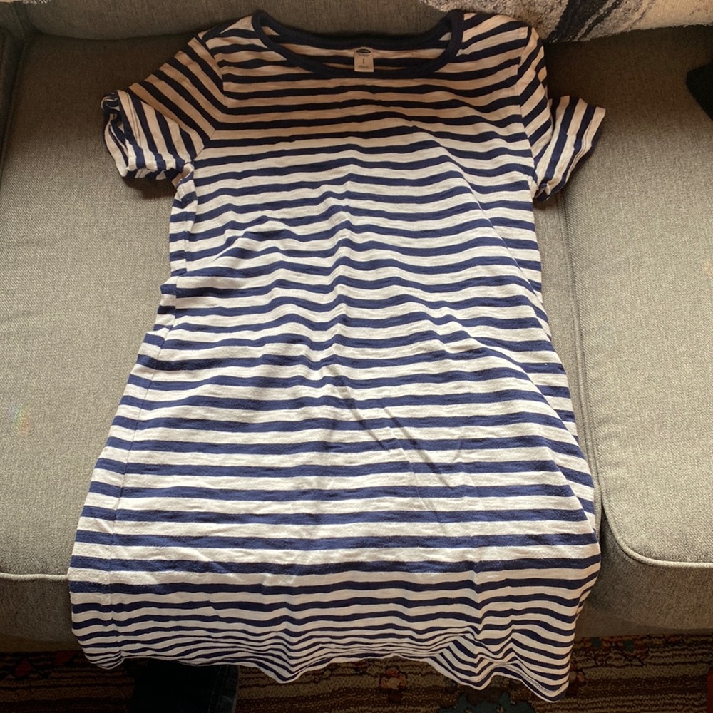 Blue and white dress
